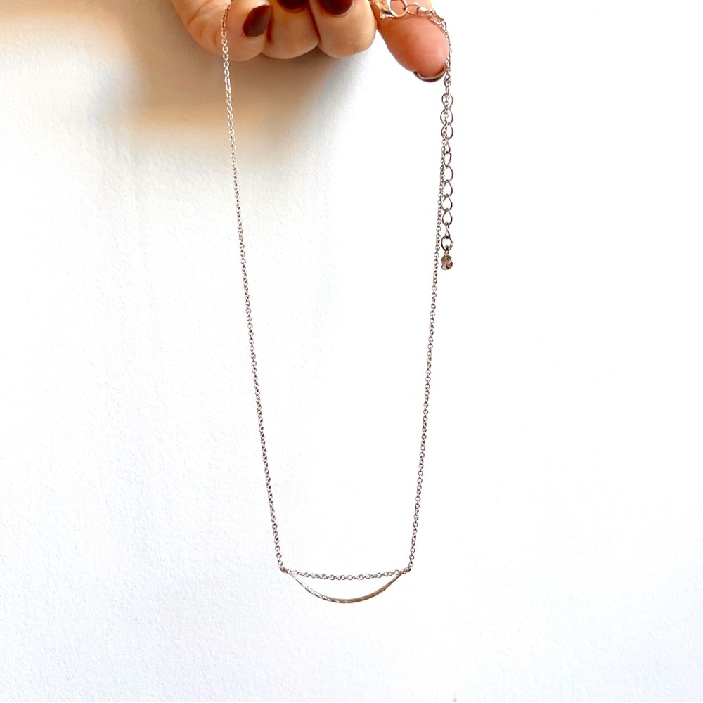 Gold tone minimalist arc pendant dainty necklace